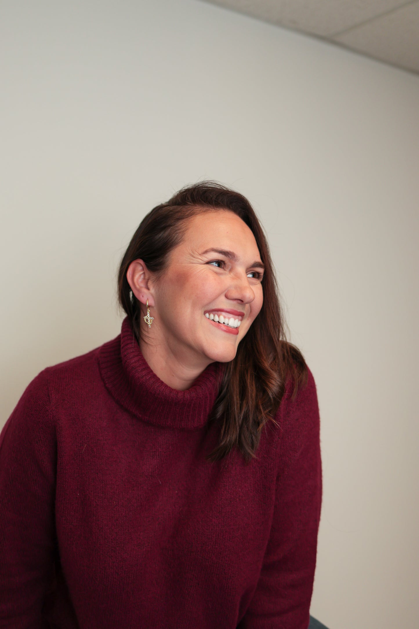 Crowned Rhinestone Cross Earrings