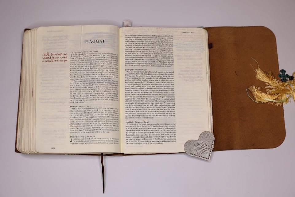 So.....Heart Check Leather Bookmark