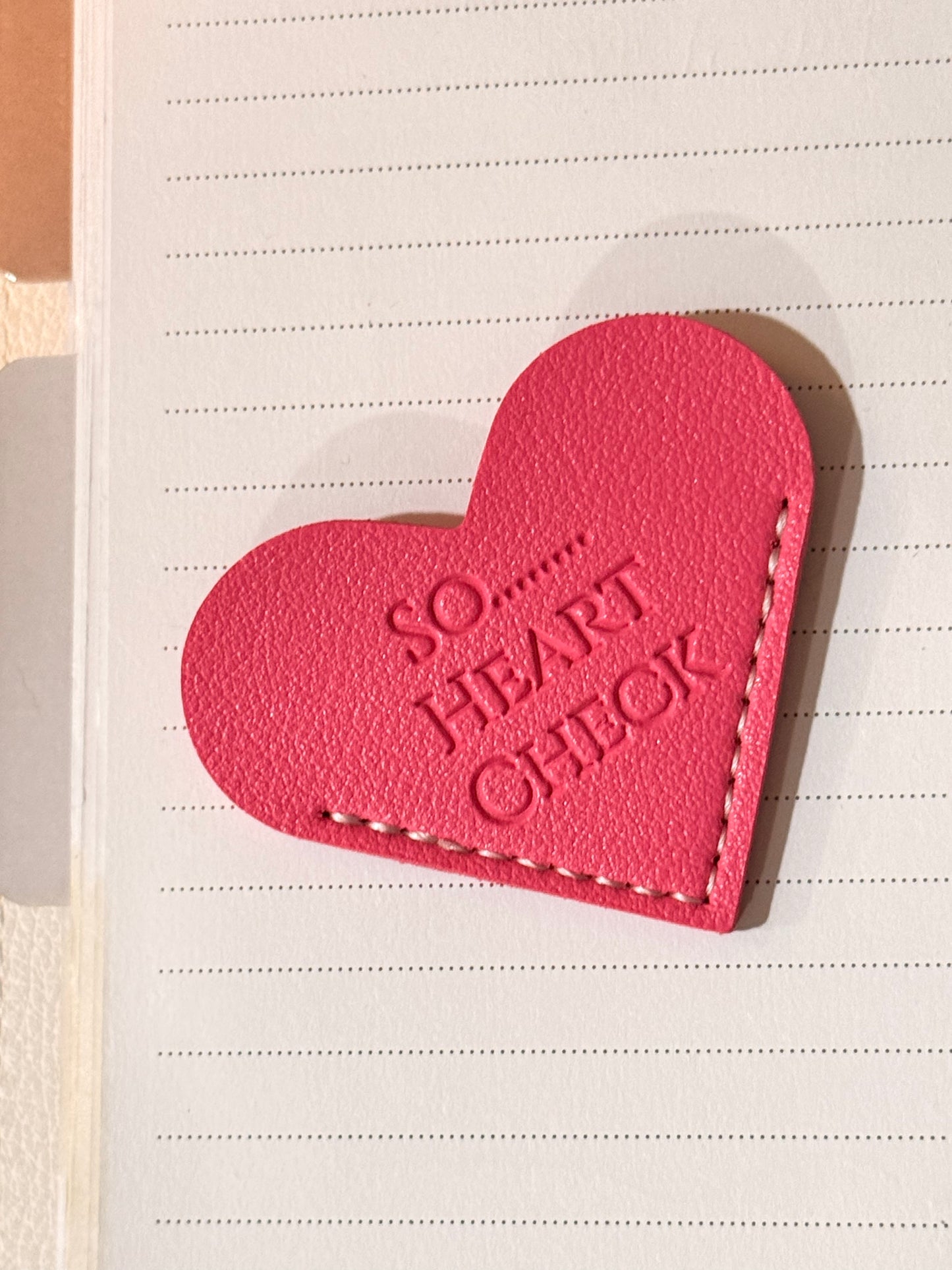 So.....Heart Check Leather Bookmark