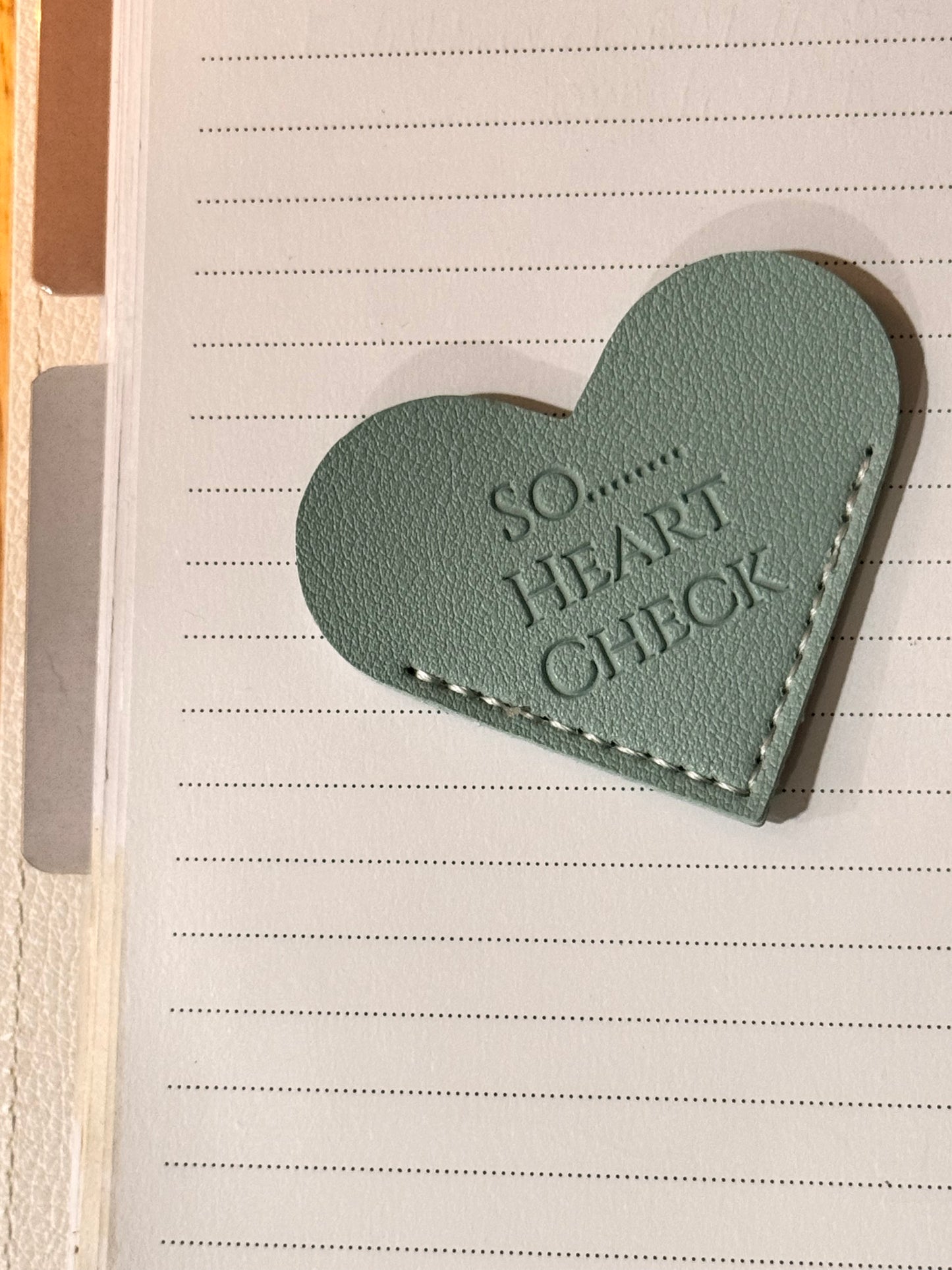 So.....Heart Check Leather Bookmark