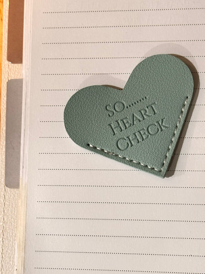 So.....Heart Check Leather Bookmark