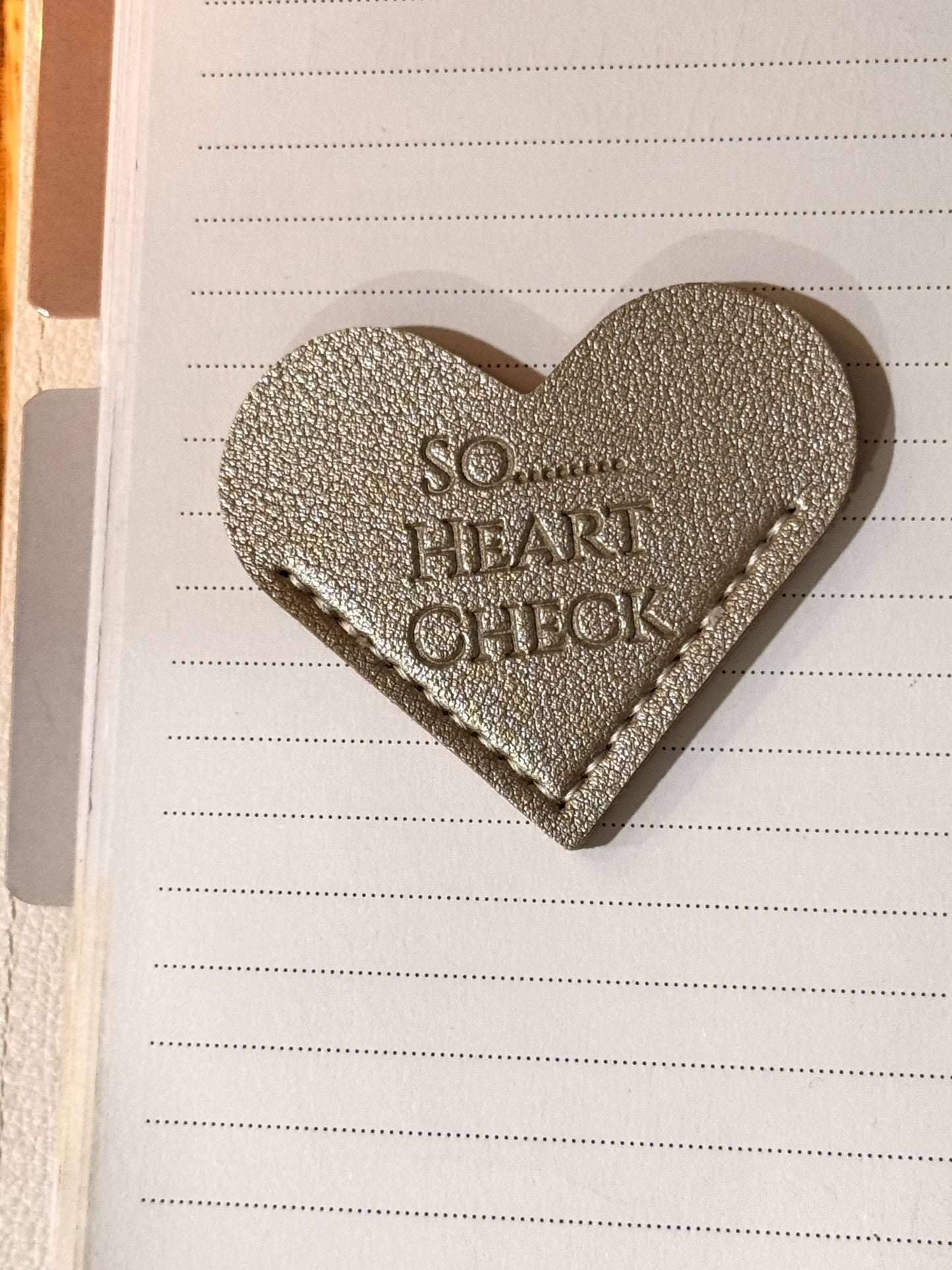 So.....Heart Check Leather Bookmark