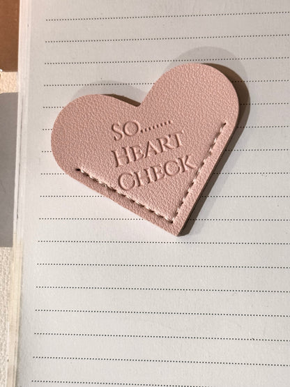 So.....Heart Check Leather Bookmark