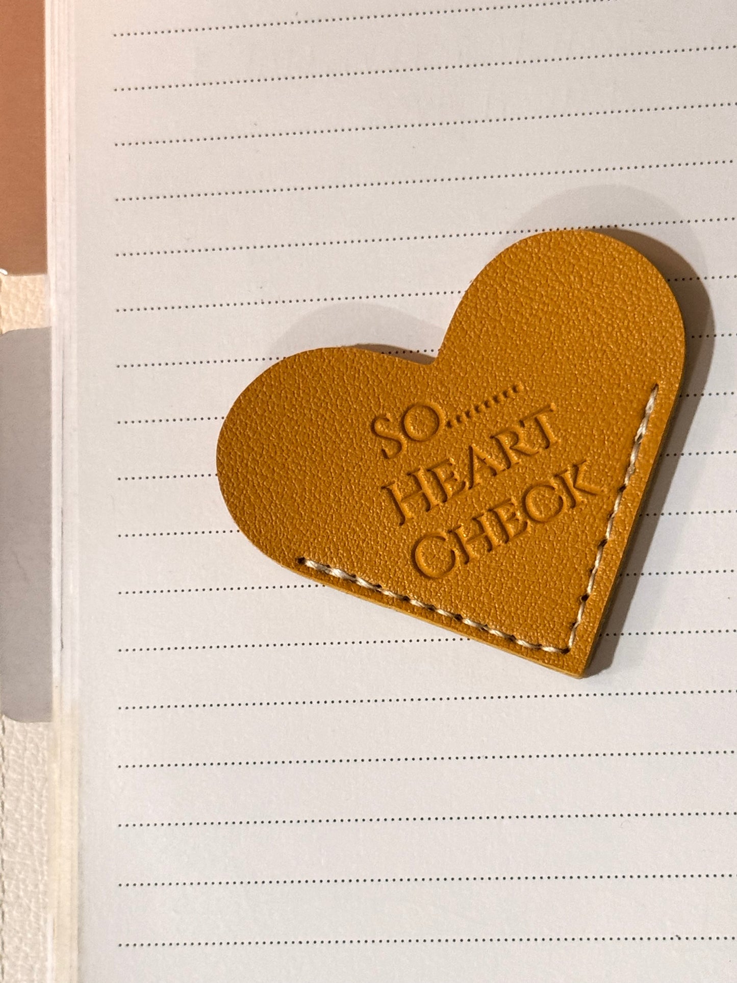 So.....Heart Check Leather Bookmark