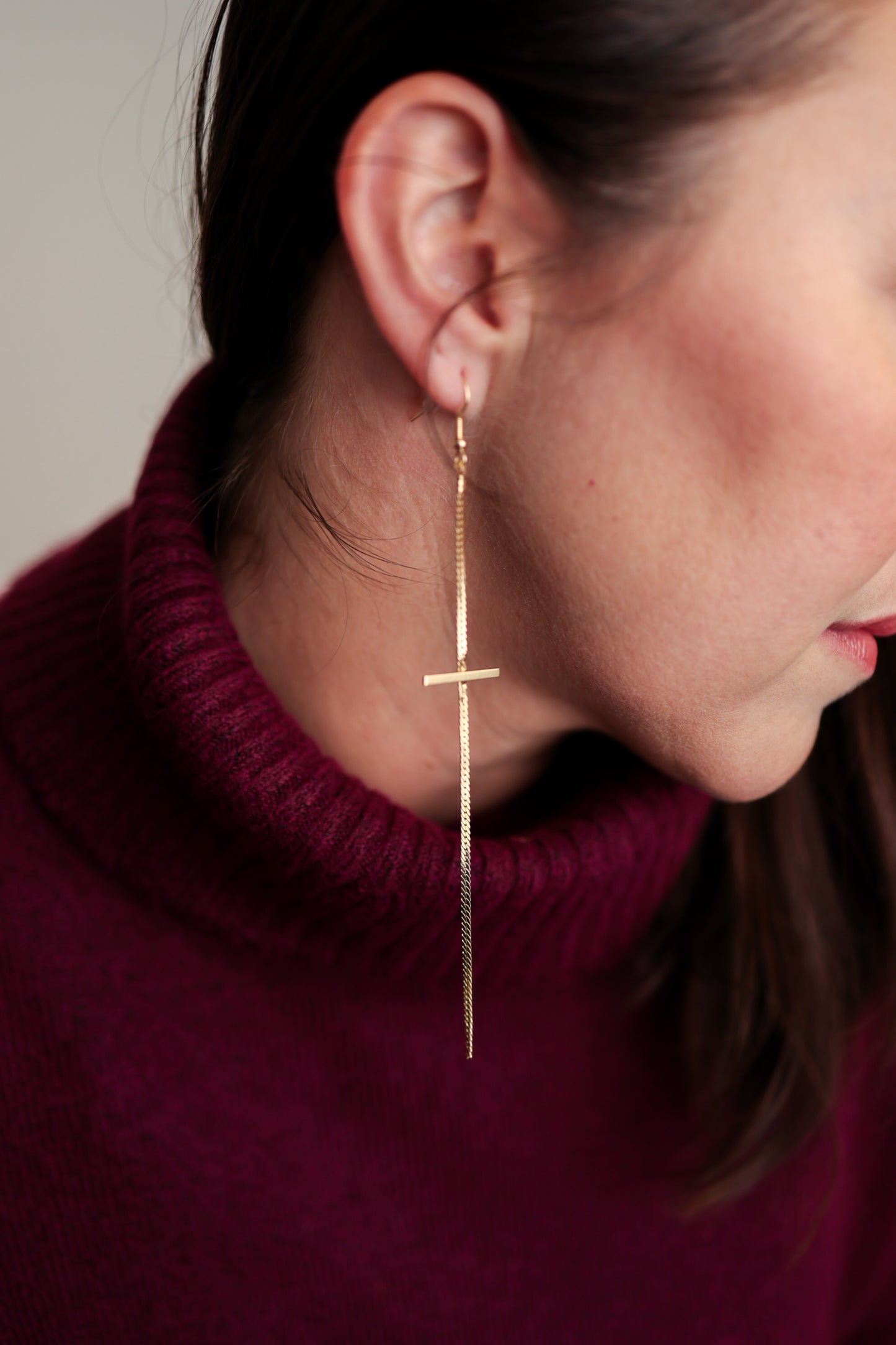 Modern Cross Drop Earrings