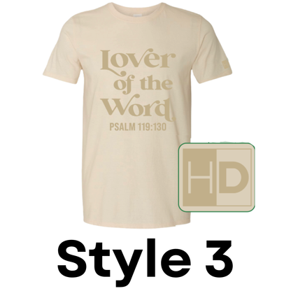 lover of the word _ cream shirt tone on tone heart dive ministry